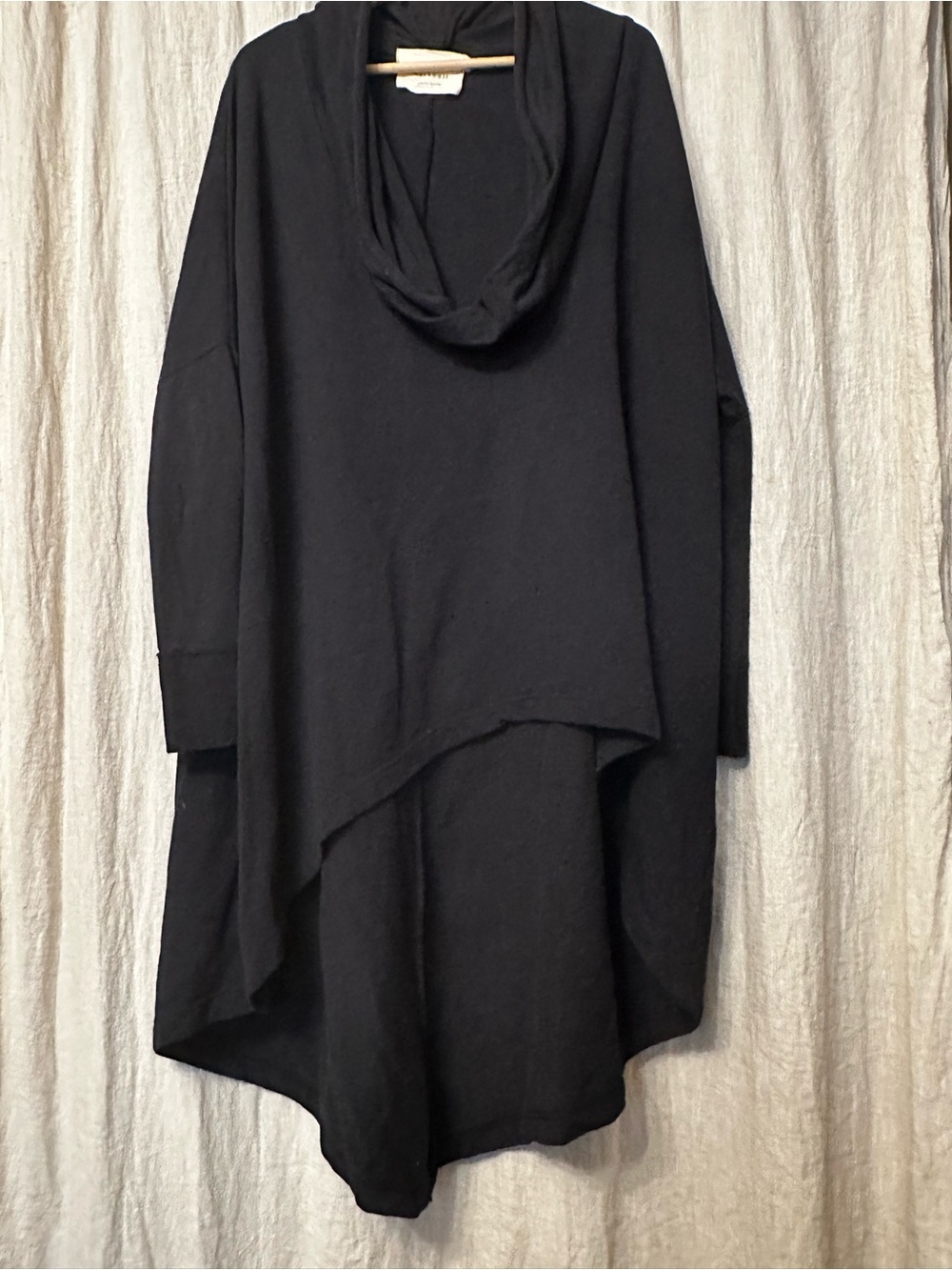 Workhall Black Asymmetric Cowl Neck Women's Sweater